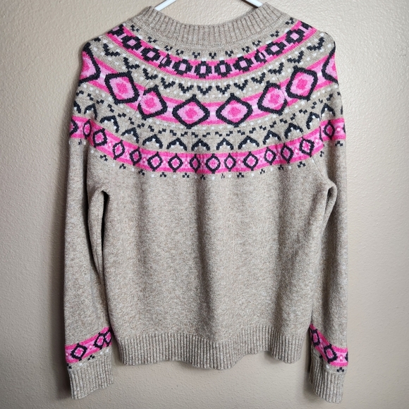 Loft Womens |M| Beige Fair Isle Pullover Sweater - Picture 4 of 8